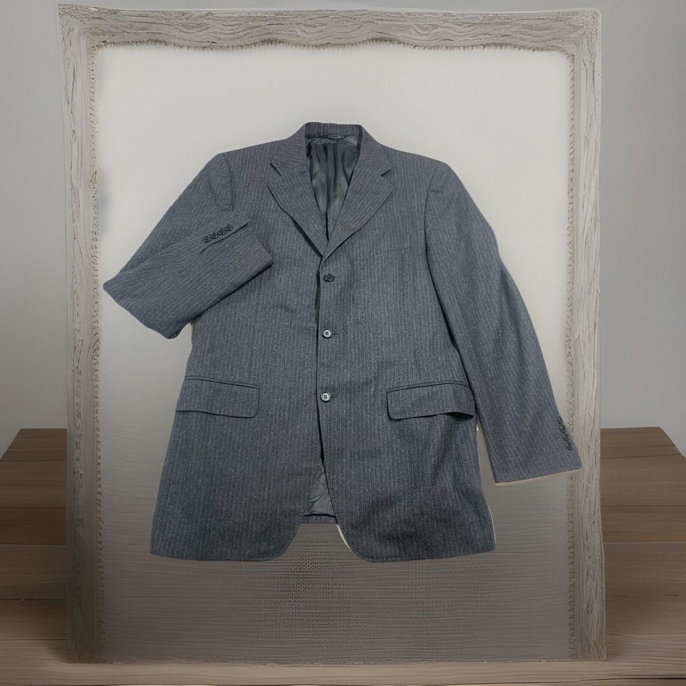 Canali 40R Dark Gray Pinstripe Pure Wool Designer Blazer Sport Coat Jacket Italy